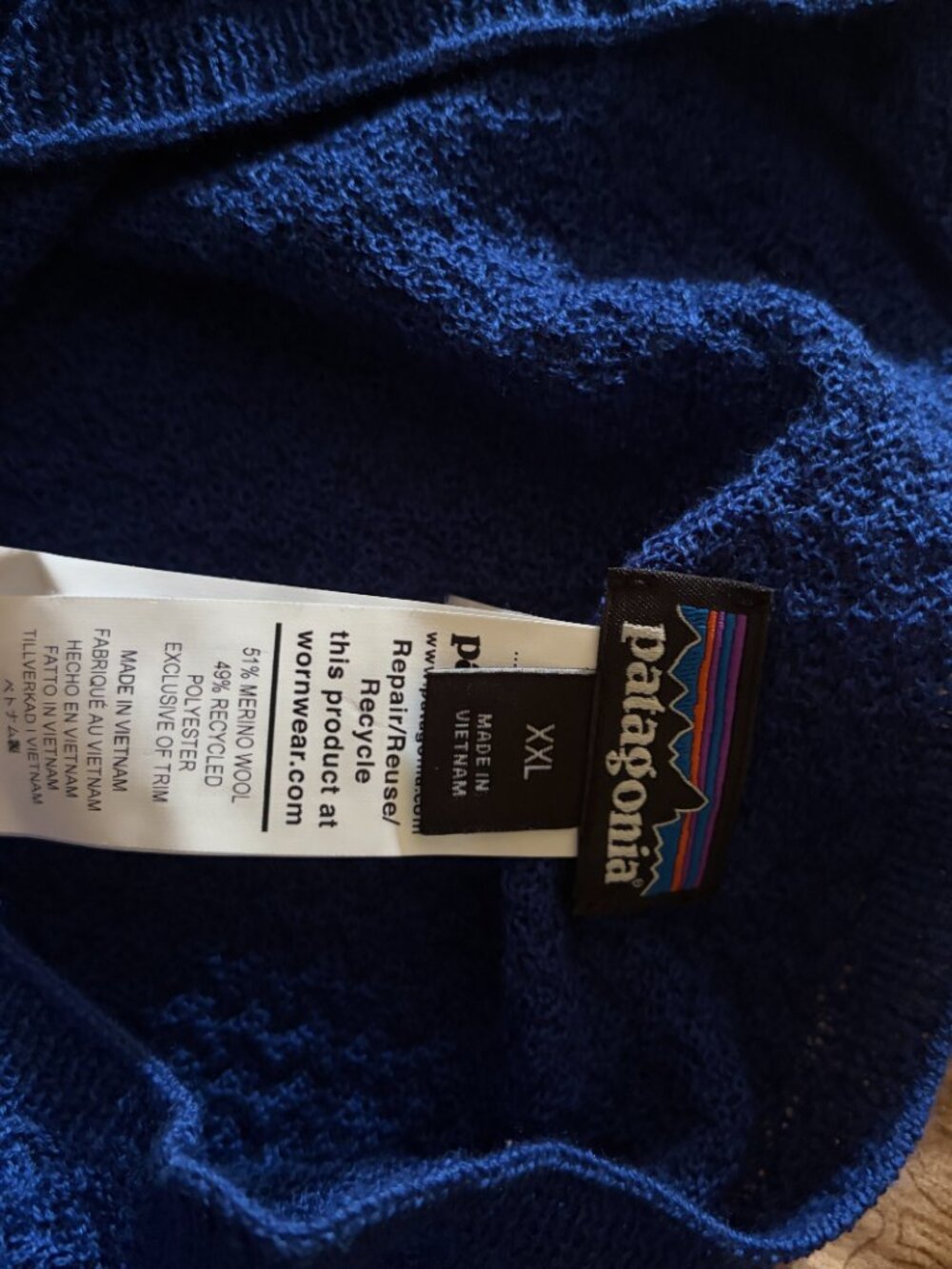 Patagonia Capilene® Air Crew Style # 36516 Size XXL Blue Merino Wool Blend NWOT - Picture 5 of 9